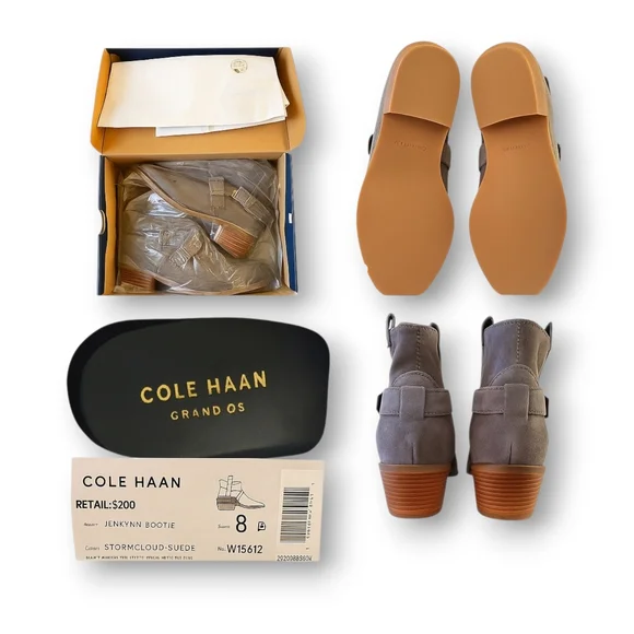 Cole Haan | Size 8B (Medium) | Stormcloud Suede Buckle Ankle Booties | NIB - Picture 10 of 16